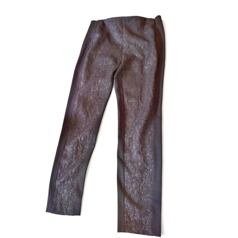 White House Black Market Black Jacquard Ponte Slim Pants Size 4
